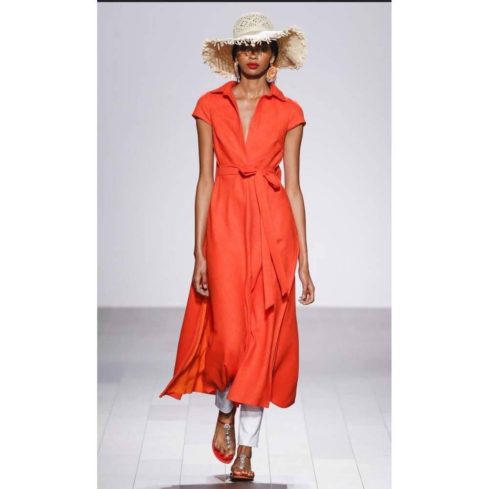 Maeve Anthropologie Coral Wrap‎ Dress Small Open Back Travel Wedding Guest